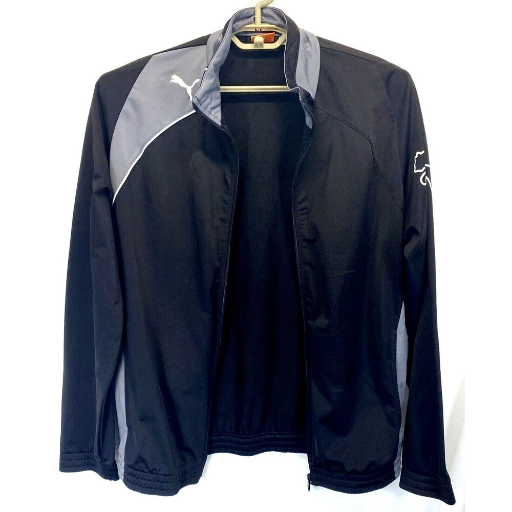 Puma Men's Track Jacket Size M Full Zip Warm Up Running Gym Workout Black/Gray